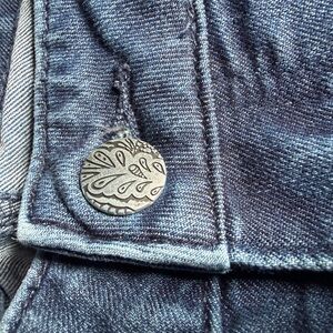 Prana Indigo Denim Jacket with Decorative Button Size 10/30 regular inseam